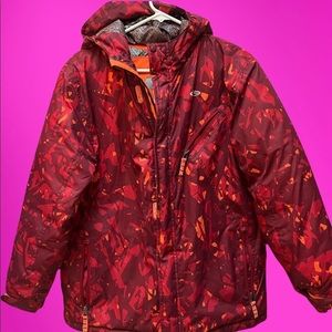 Champion womens large size 12-14 jacket winter coat warm red orange ski coat